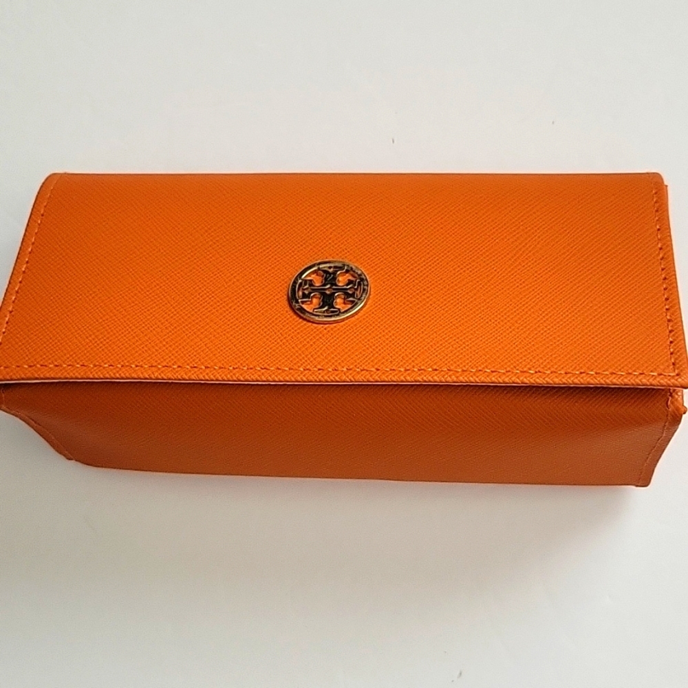 Orange gold logo glasses sunglasses case pouch snap